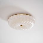 Ceiling Light, Frosted Sand Glass Shade, Integrated LED, Gold Trim