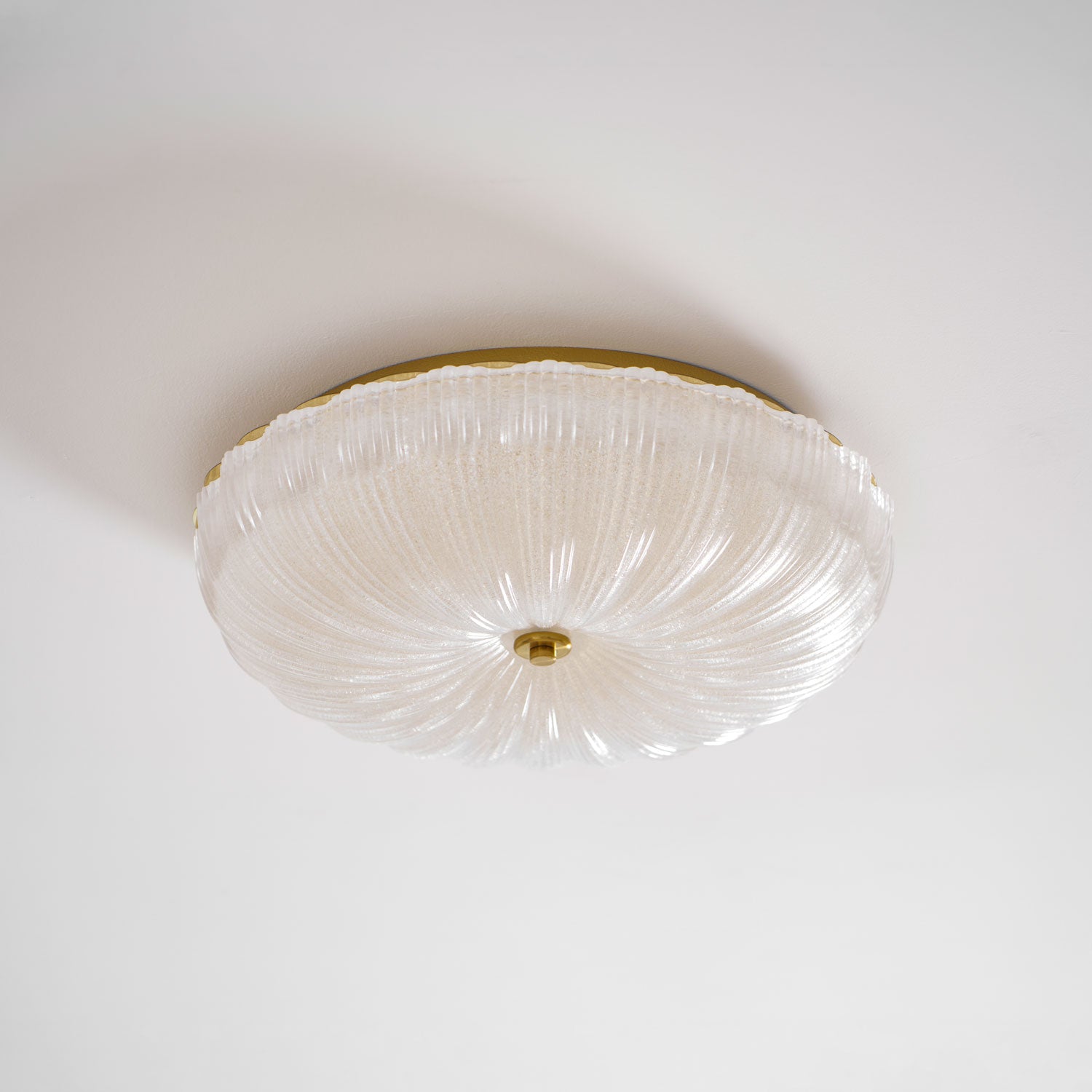 Ceiling Light, Frosted Sand Glass Shade, Integrated LED, Gold Trim