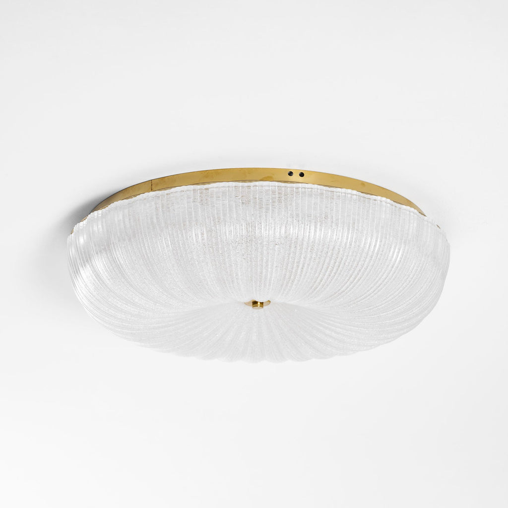 Ceiling Light, Frosted Sand Glass Shade, Integrated LED, Gold Trim