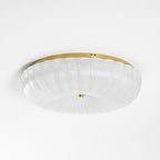 Ceiling Light, Frosted Sand Glass Shade, Integrated LED, Gold Trim
