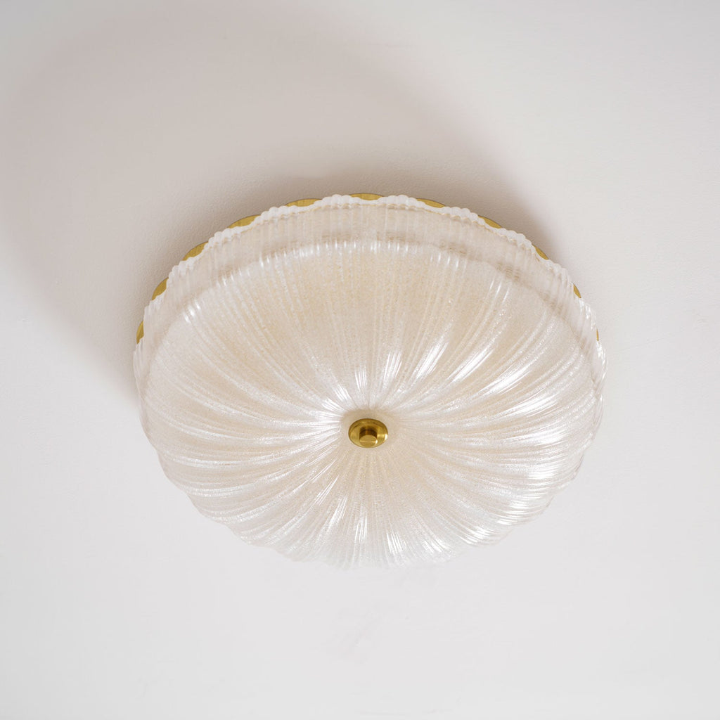 Ceiling Light, Frosted Sand Glass Shade, Integrated LED, Gold Trim