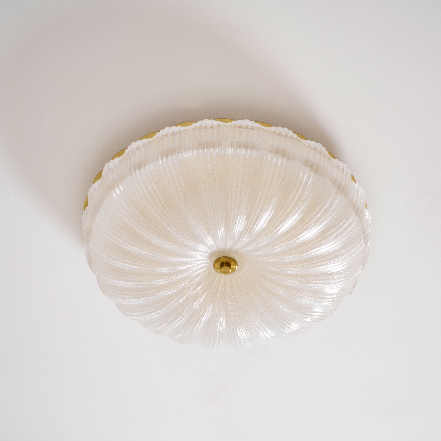 Ceiling Light, Frosted Sand Glass Shade, Integrated LED, Gold Trim