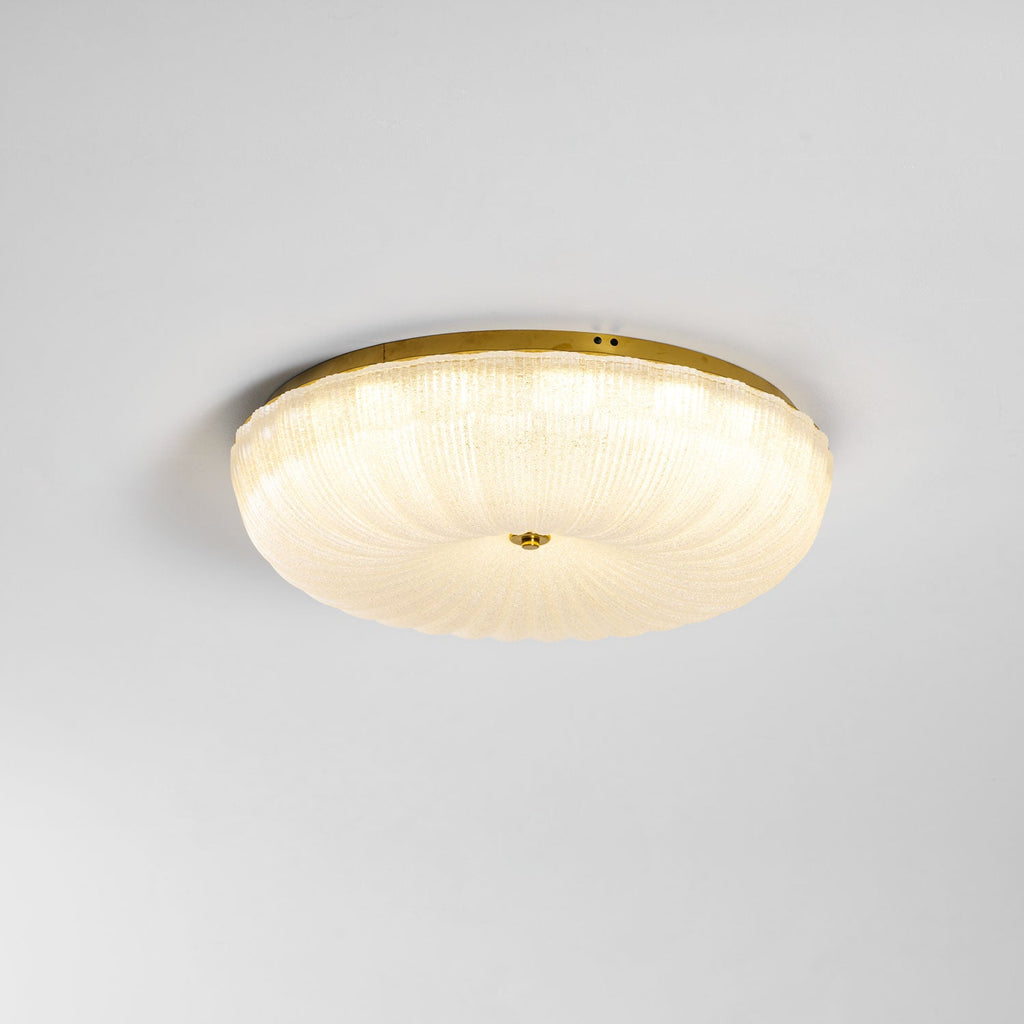 Ceiling Light, Frosted Sand Glass Shade, Integrated LED, Gold Trim