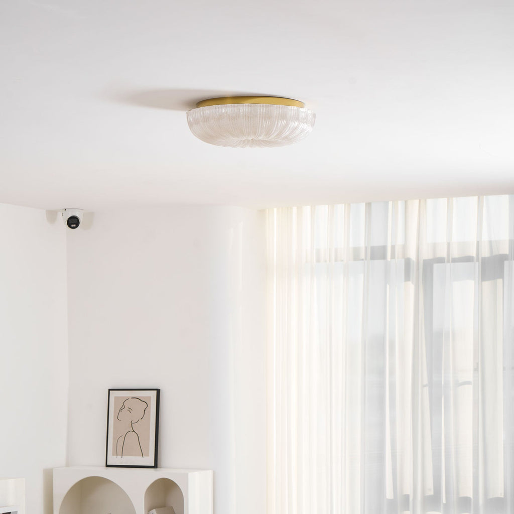 Frosted glass ceiling light shown flush against the ceiling