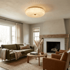 Detail of the gold trim ring around the frosted glass shade