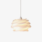 White PVC rose pendant light hanging in a soft interior