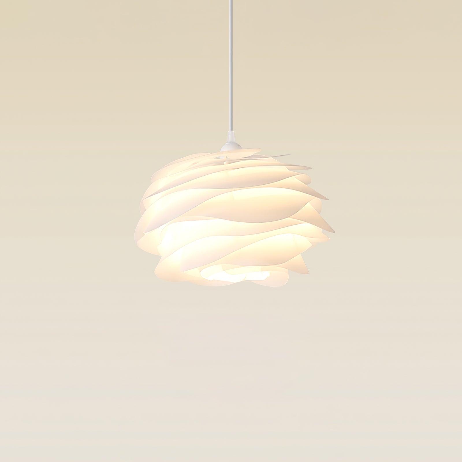White PVC rose pendant light in a romantic room setting