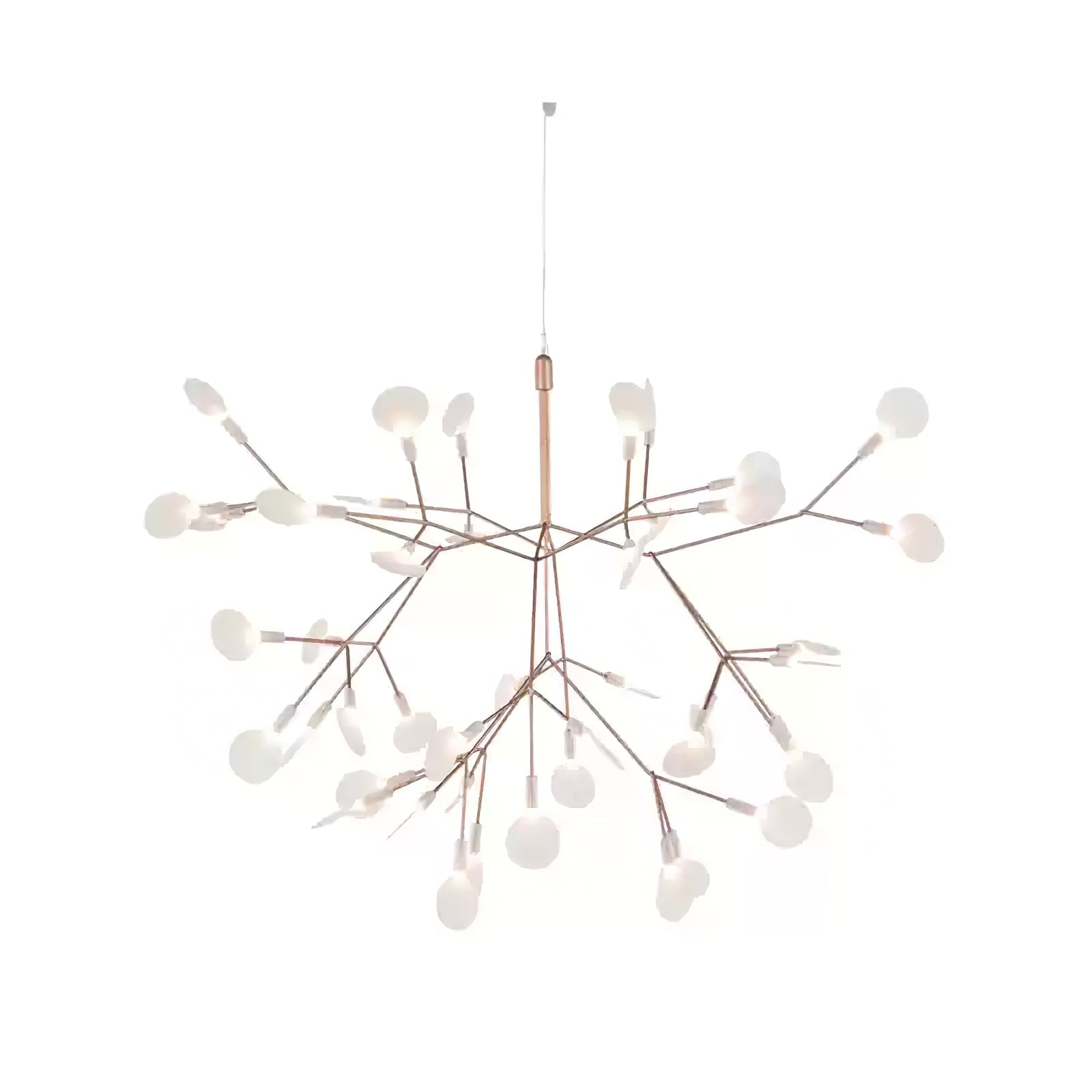 Firefly LED-lysekrone, roseguld gren, polykarbonat blade, dæmpbar