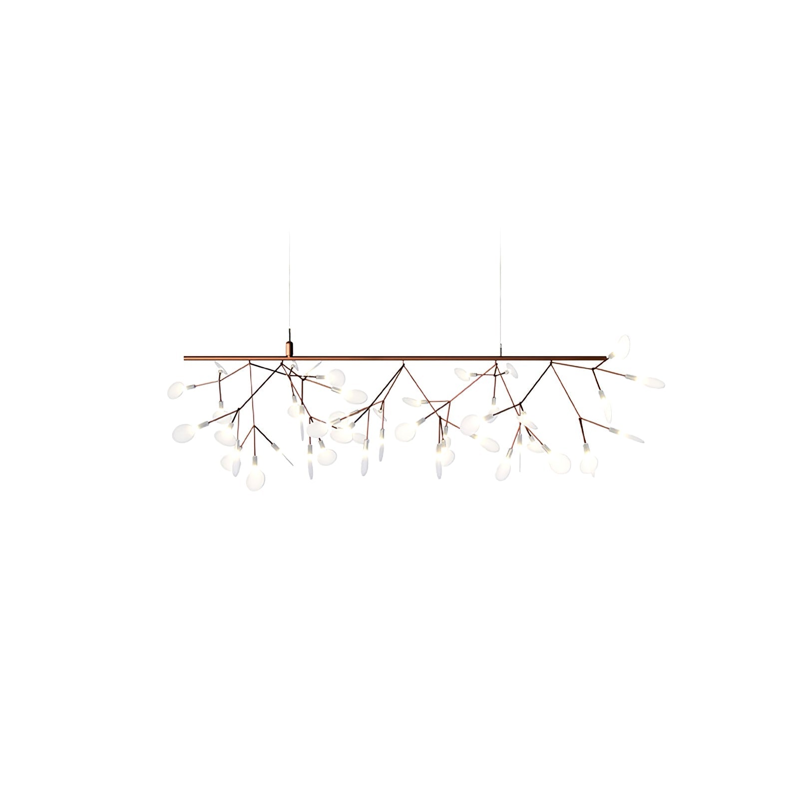Firefly LED-lysekrone, roseguld gren, polykarbonat blade, dæmpbar