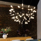 Firefly LED-lysekrone, roseguld gren, polykarbonat blade, dæmpbar