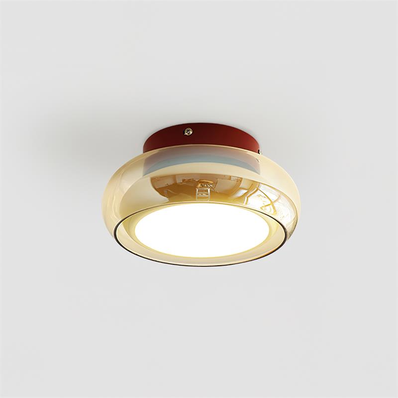 Flush Mount Ceiling Light, Valentina Retro Glass Shade, Cognac or Smoke Gray