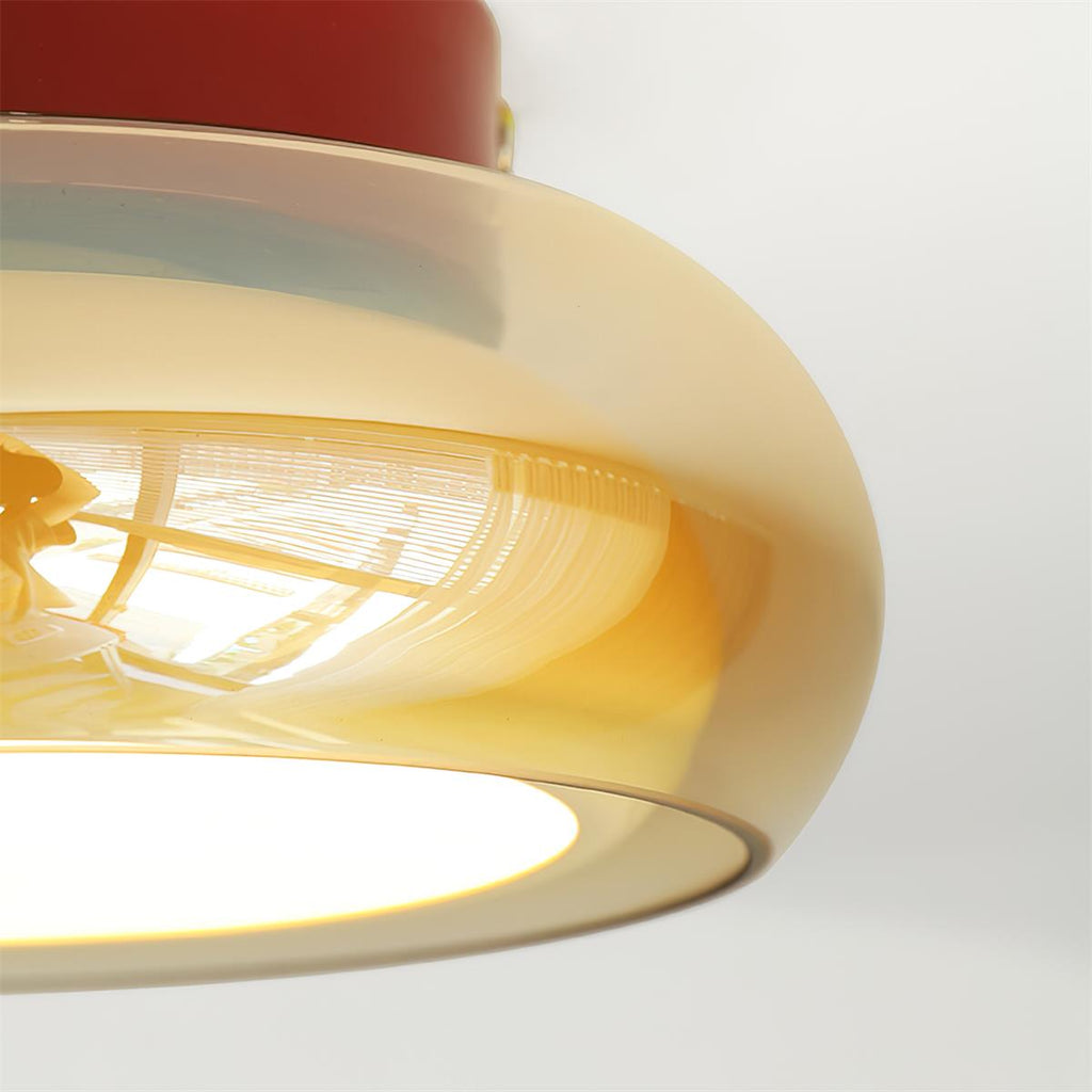 Flush Mount Ceiling Light, Valentina Retro Glass Shade, Cognac or Smoke Gray