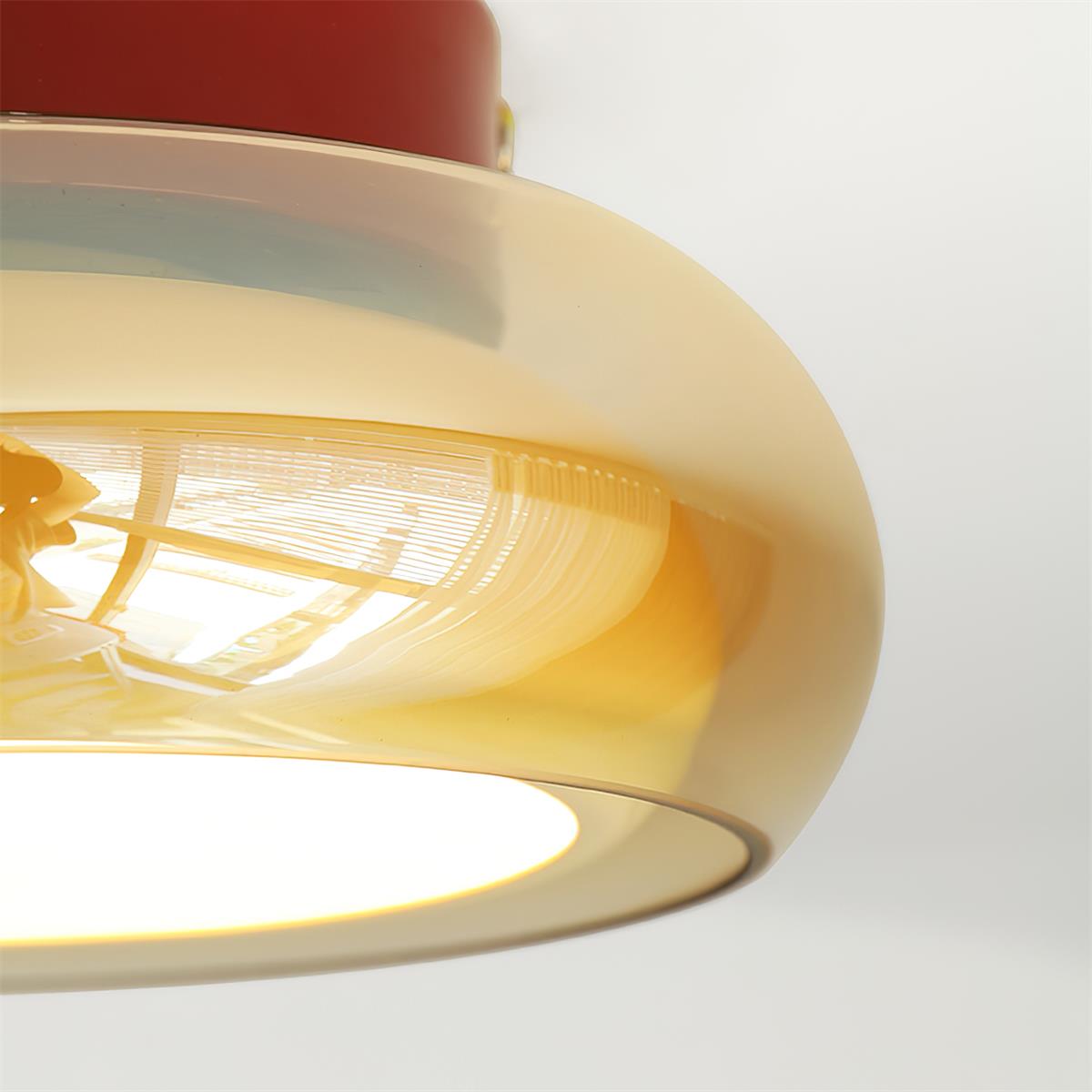 Flush Mount Ceiling Light, Valentina Retro Glass Shade, Cognac or Smoke Gray