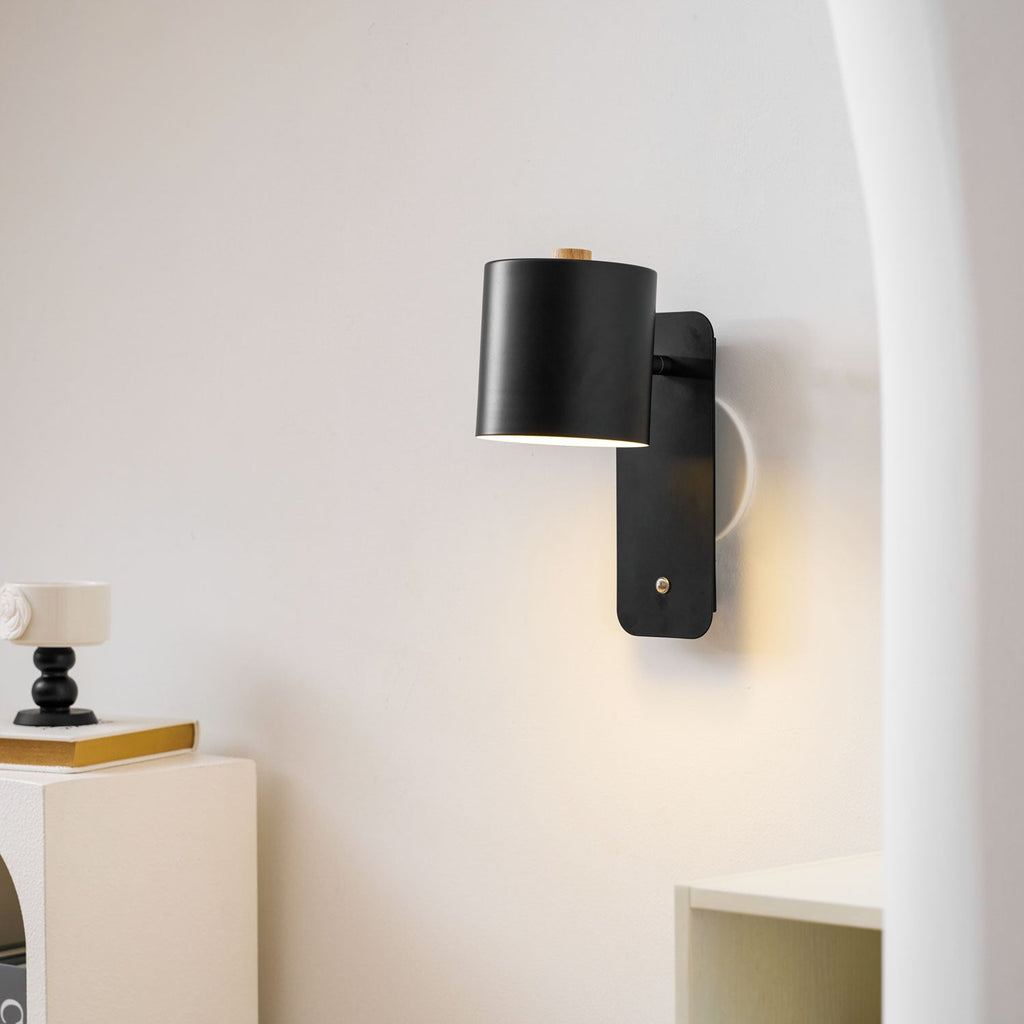 Rechargeable cylinder wall lamp detail showing touch control