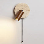 Rotatable LED Wall Sconce In Travertine And Wood 1 Light