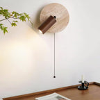 Rotatable LED Wall Sconce In Travertine And Wood 1 Light