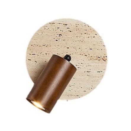 Rotatable LED Wall Sconce In Travertine And Wood 1 Light