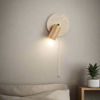 Rotatable LED Wall Sconce In Travertine And Wood 1 Light
