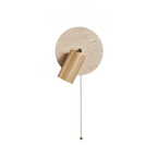 Rotatable LED Wall Sconce In Travertine And Wood 1 Light