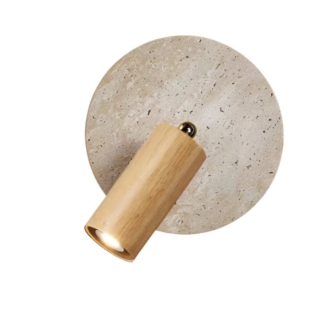 Rotatable LED Wall Sconce In Travertine And Wood 1 Light