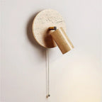 Rotatable LED Wall Sconce In Travertine And Wood 1 Light