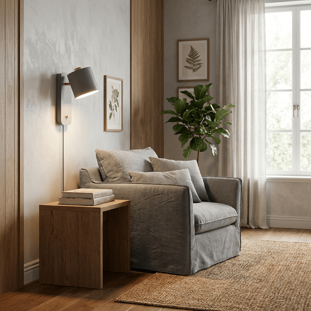 Grey metal cylinder wall lamp shown against a neutral backdrop