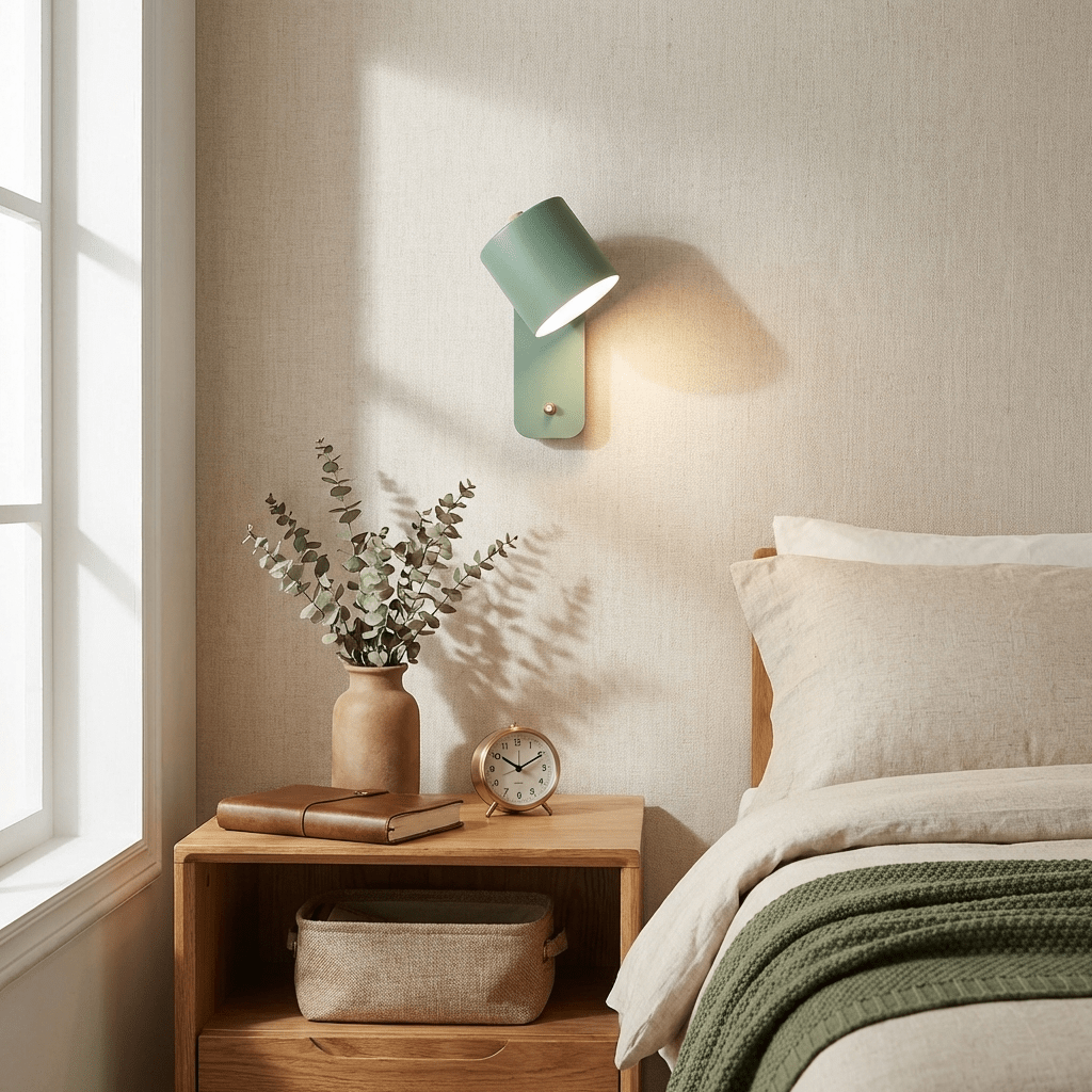 Matte cylinder wall lamp shown in a soft Macaron tone