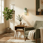 Cylinder wall lamp shade rotated to aim light sideways