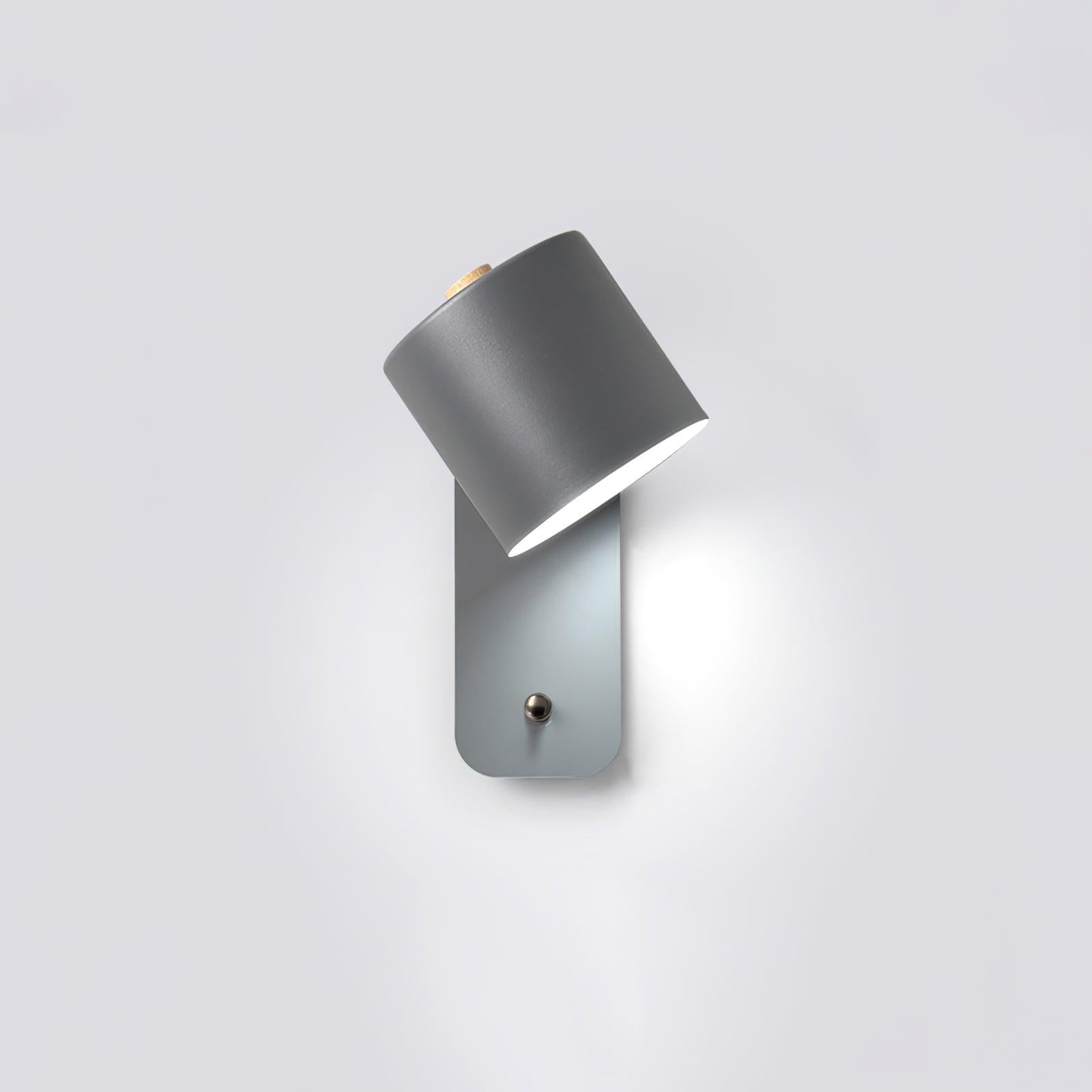 Rechargeable cylinder wall lamp with shade rotated upward