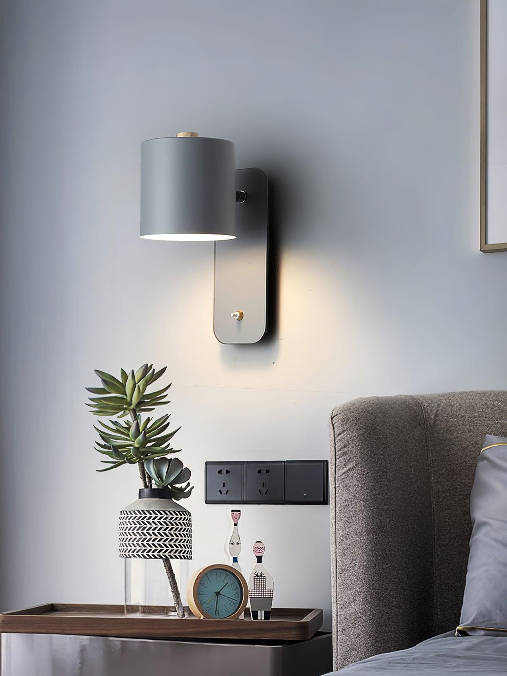 Væglampe, drejelig cylindergardin, E26/E27, metal, mat finish