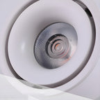 A close view of this Clérachic spotlight's lens shows its ridged reflector and central bulb.
