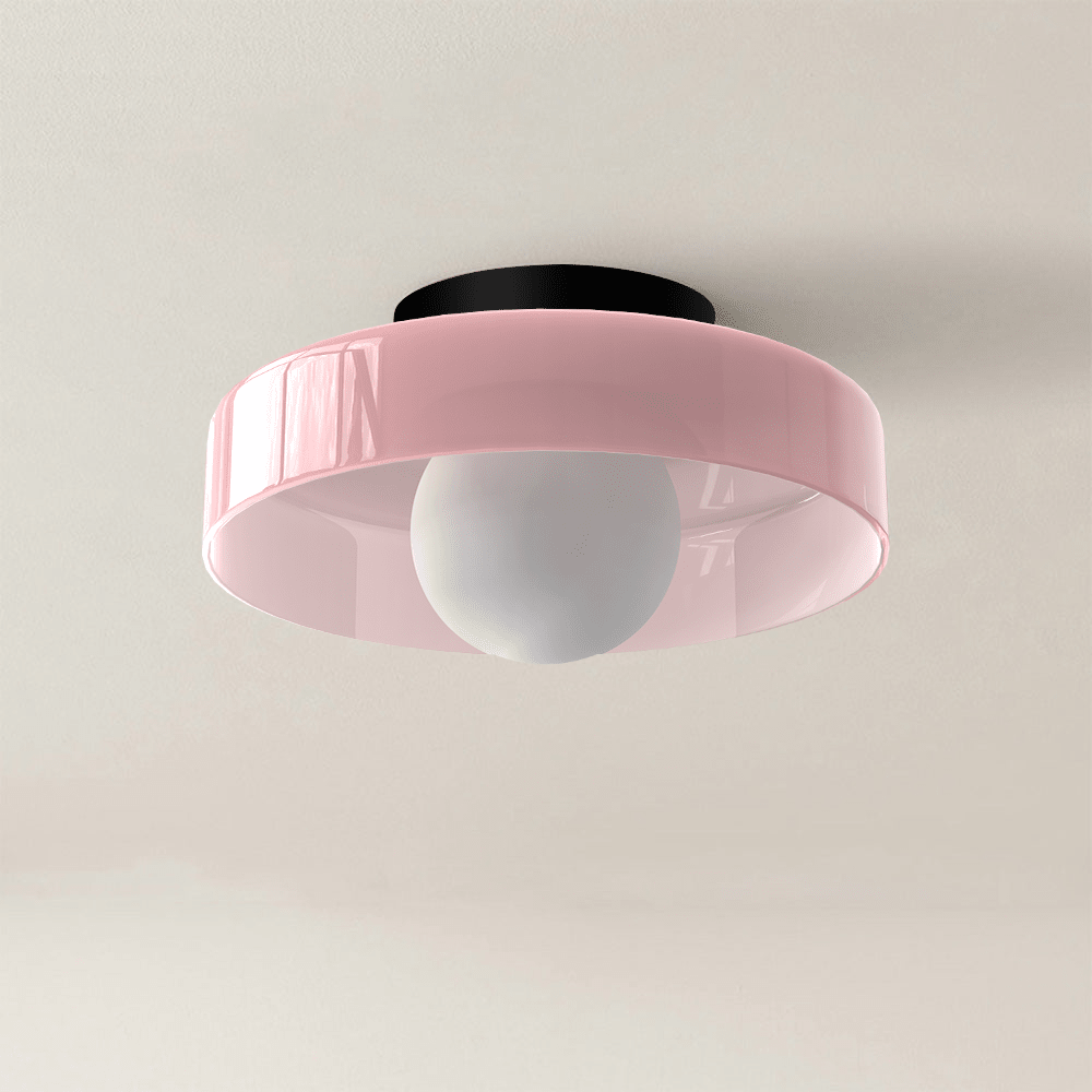 Circular Ceiling Light Glass Shade And 12-Inch Flush Mount