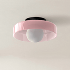 Circular Ceiling Light Glass Shade And 12-Inch Flush Mount
