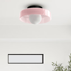 Circular Ceiling Light Glass Shade And 12-Inch Flush Mount