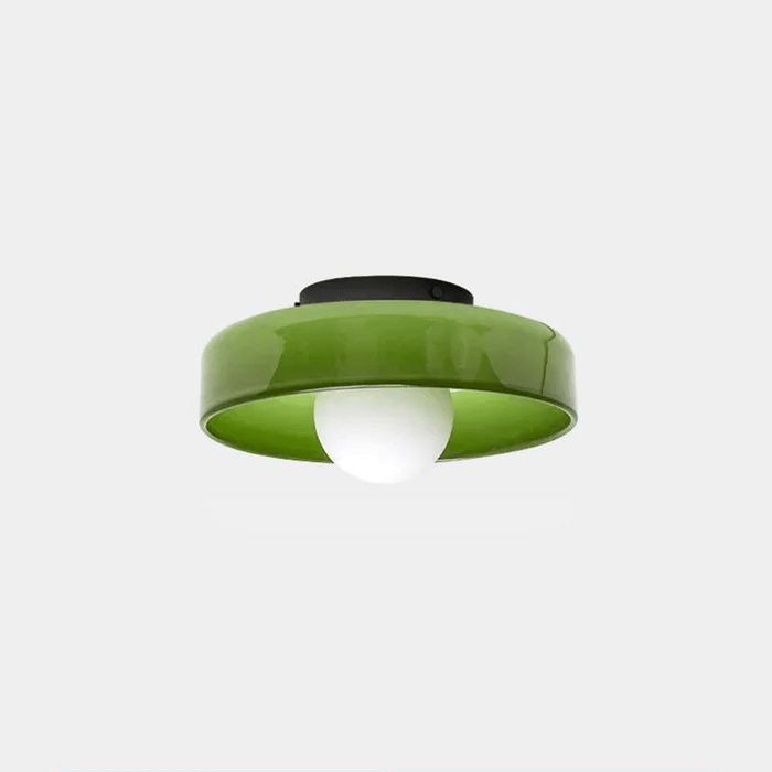 Circular Ceiling Light Glass Shade And 12-Inch Flush Mount