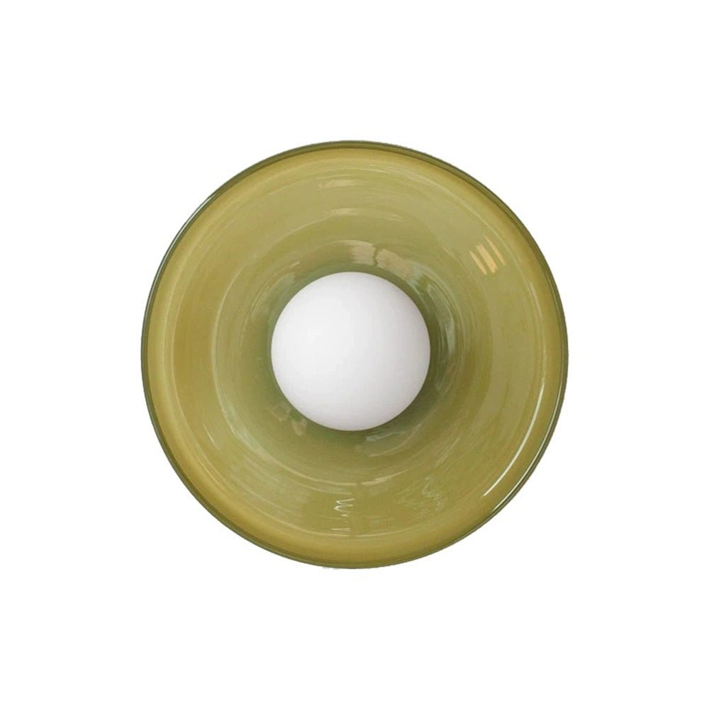 Circular Ceiling Light Glass Shade And 12-Inch Flush Mount