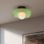 Circular Ceiling Light Glass Shade And 12-Inch Flush Mount