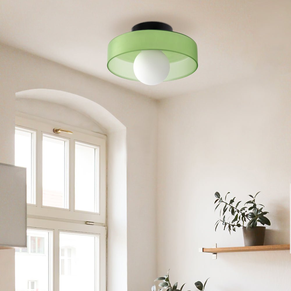 Circular Ceiling Light Glass Shade And 12-Inch Flush Mount
