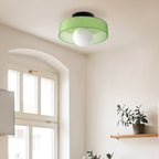 Circular Ceiling Light Glass Shade And 12-Inch Flush Mount