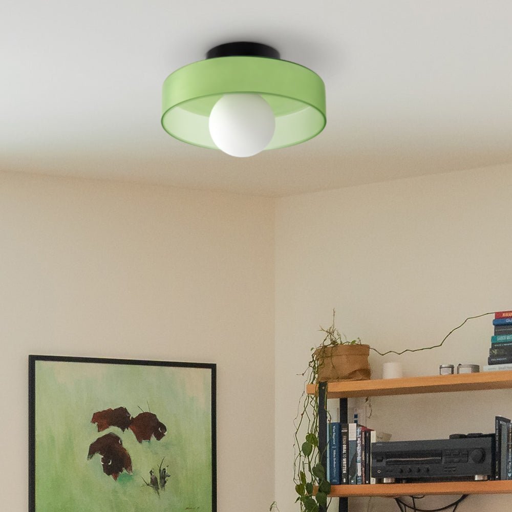 Circular Ceiling Light Glass Shade And 12-Inch Flush Mount