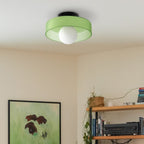 Circular Ceiling Light Glass Shade And 12-Inch Flush Mount