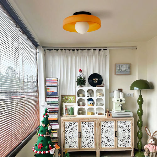 Circular Ceiling Light Glass Shade And 12-Inch Flush Mount