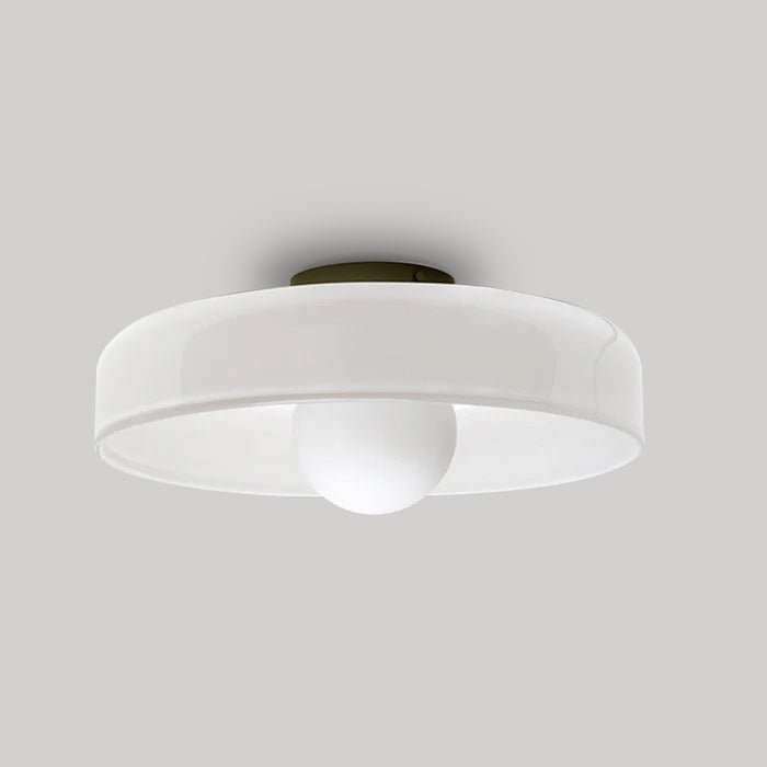 Circular Ceiling Light Glass Shade And 12-Inch Flush Mount
