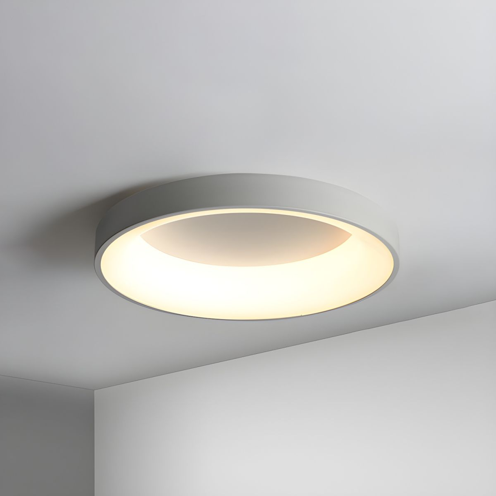 Circular Flush Mount Ceiling Light With Diffuser, 12 Inch Diameter