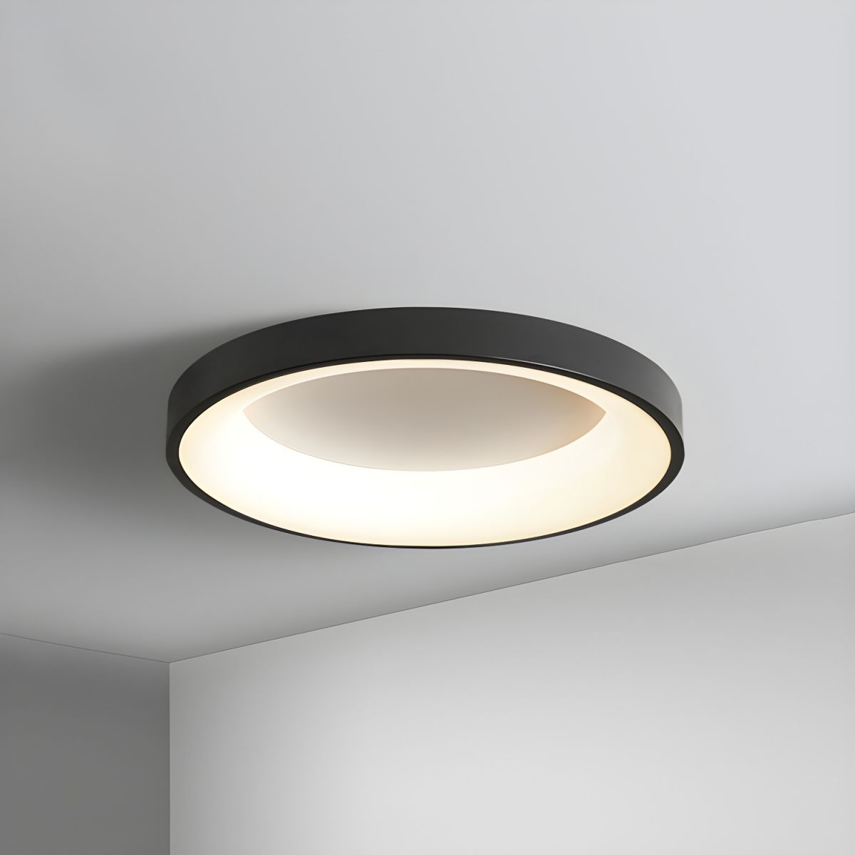 Circular Flush Mount Ceiling Light With Diffuser, 12 Inch Diameter