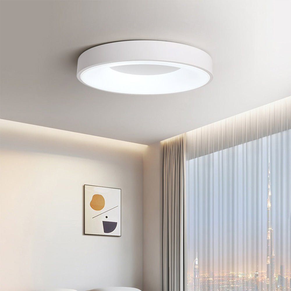 Circular Flush Mount Ceiling Light With Diffuser, 12 Inch Diameter