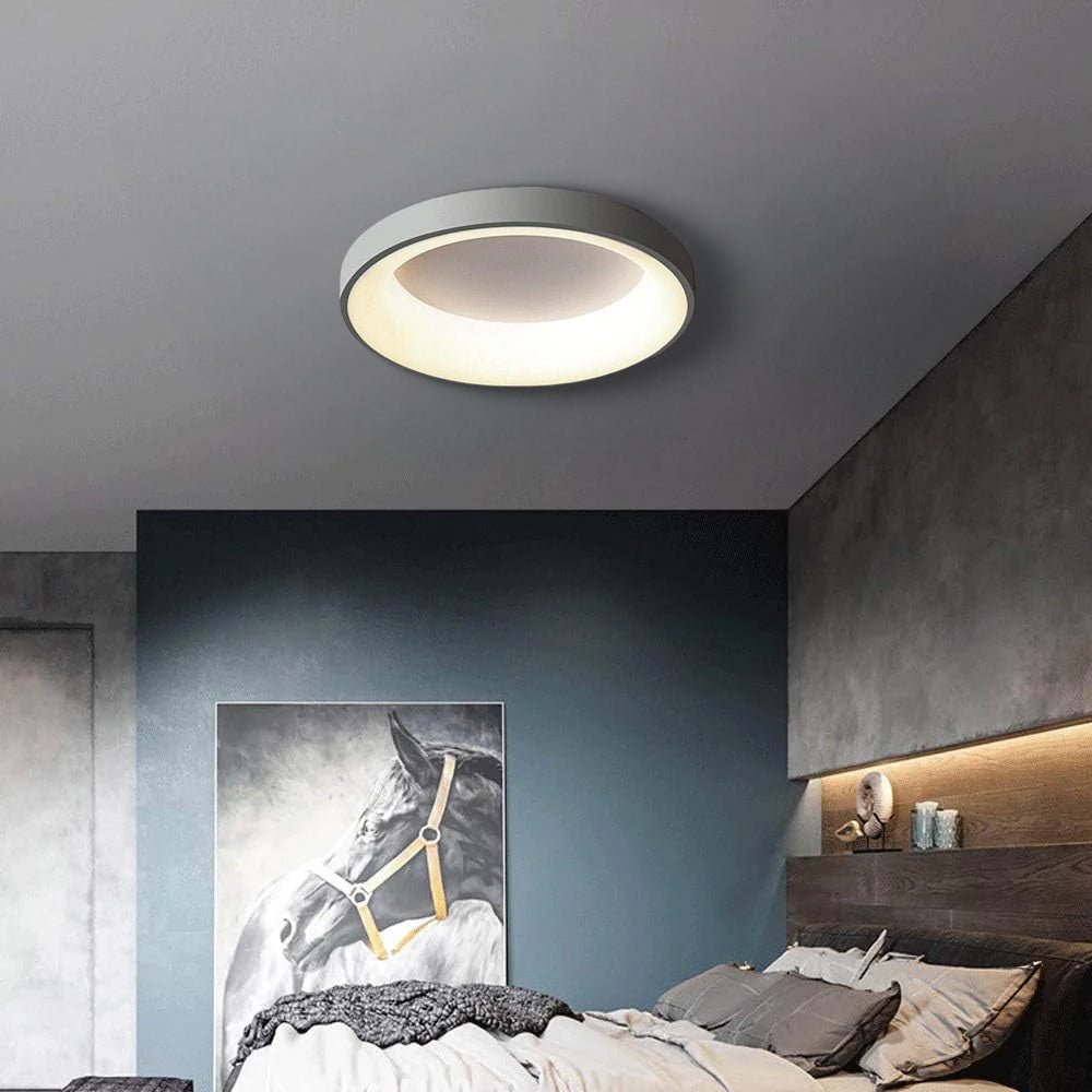 Circular Flush Mount Ceiling Light With Diffuser, 12 Inch Diameter