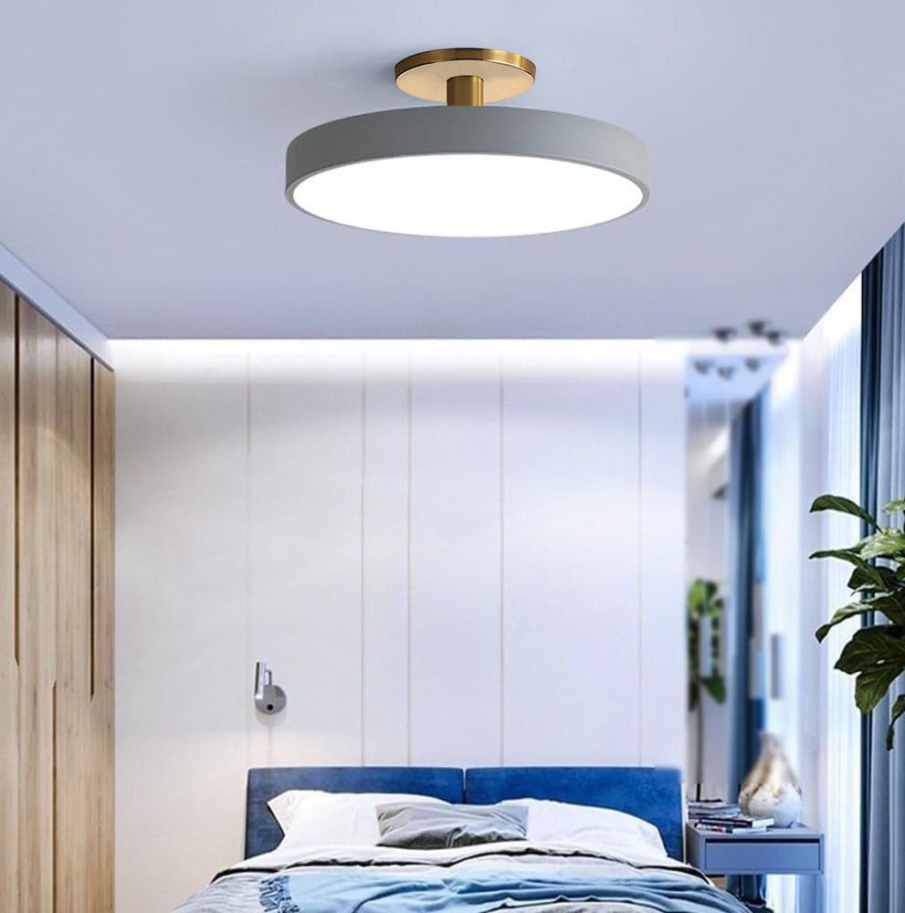 Metal Frame Round Ceiling Light, 12-Inch Diameter Flush Mount