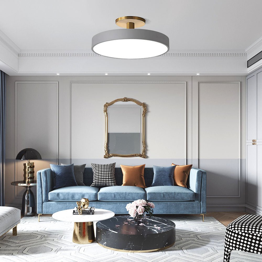 Metal Frame Round Ceiling Light, 12-Inch Diameter Flush Mount