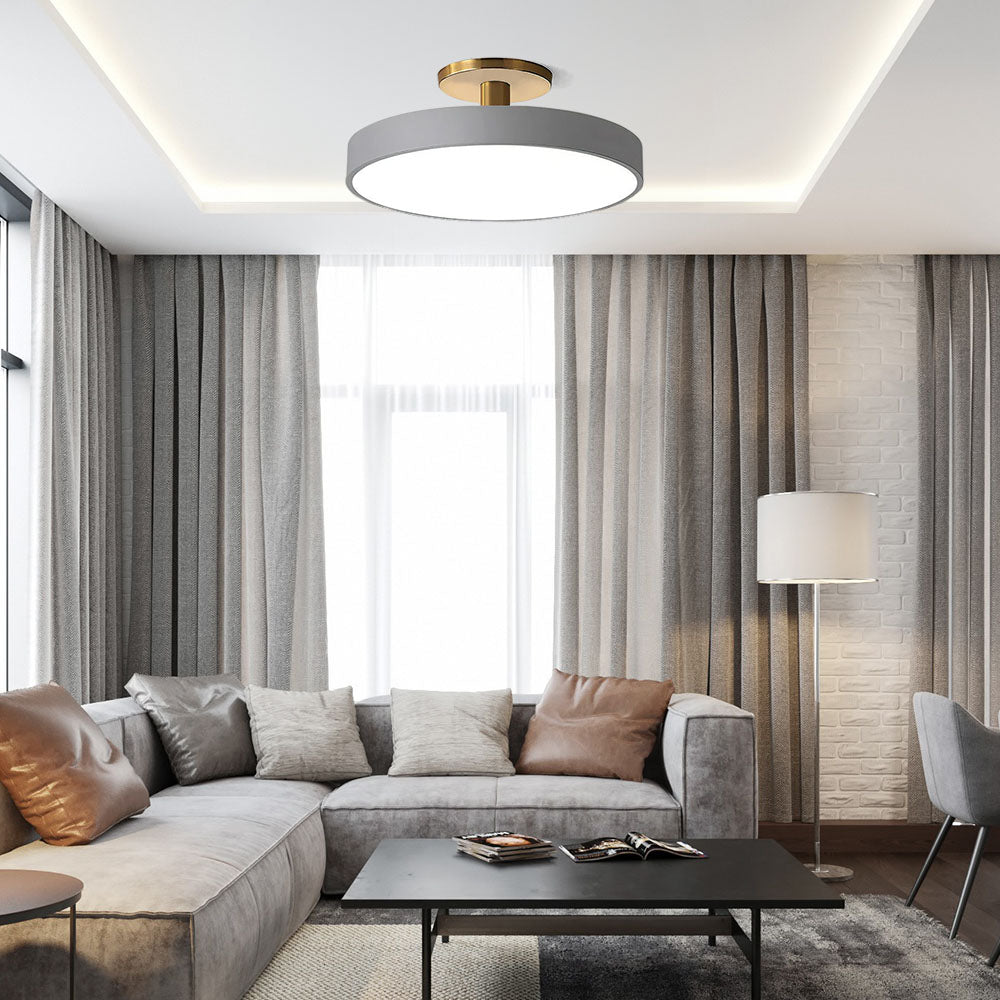 Metal Frame Round Ceiling Light, 12-Inch Diameter Flush Mount